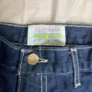 Vintage 70s-80s Brittania Blue Indigo Denim Jeans with Butterfly Embroidery